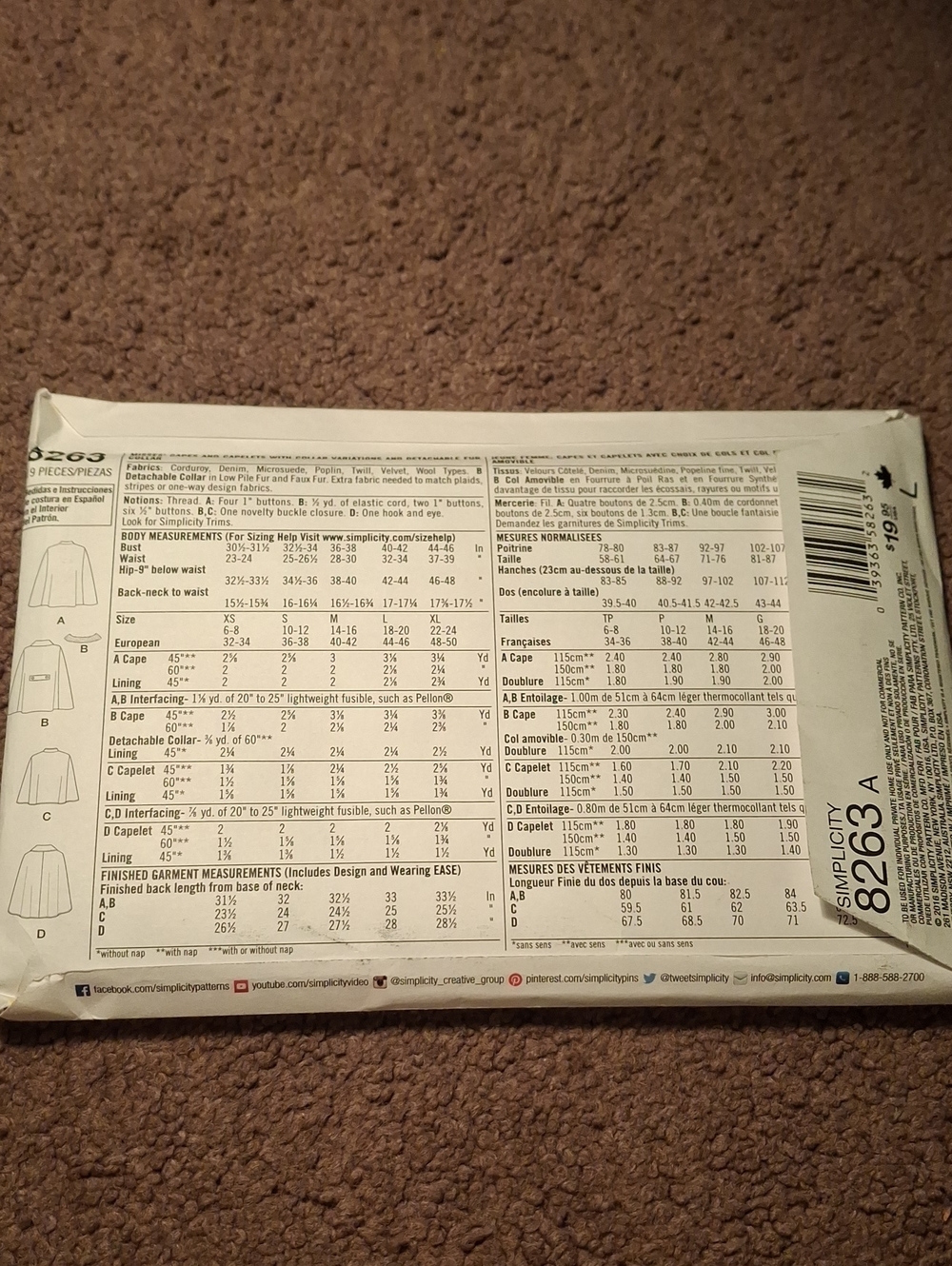 8263 Simplicity Pattern - Picture 2 of 2